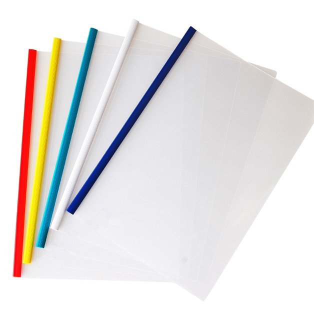Promotional cheap price custom office stationery A4 transparent file folder slide bar clear PVC