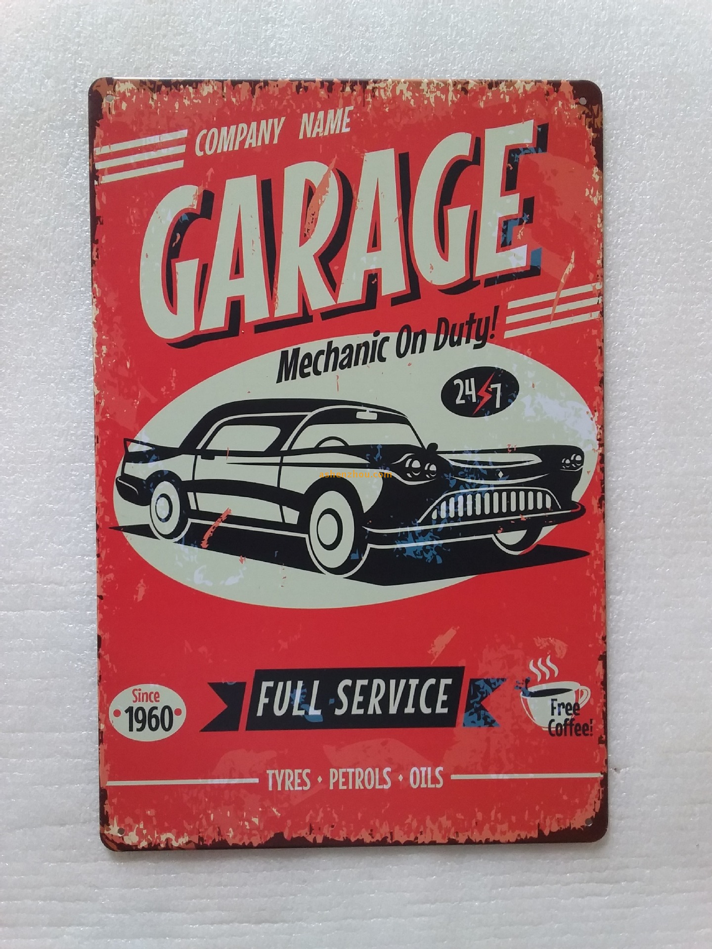 Custom souvenir vintage automotive embossed metal tin art posters wall